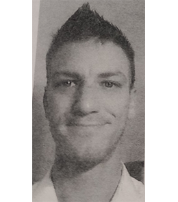 White male with brown hair and hazel eyes. 