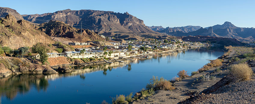 Homes along the riverside in Parker, Arizona