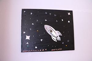 rocket ship in outer space