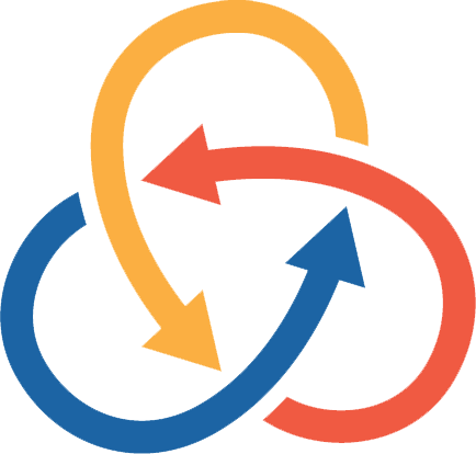 logo composed of three different colored, circular arrows