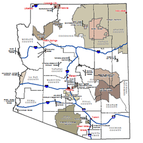 map of Arizona Tribal Lands and DES On The Spot