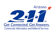 Logo for the website Arizona211.com that provides information that brings people and services together every day to meet vital needs throughout Arizona.