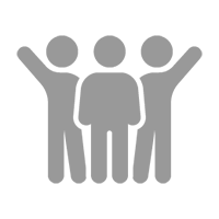 Three human silhouettes stand together.