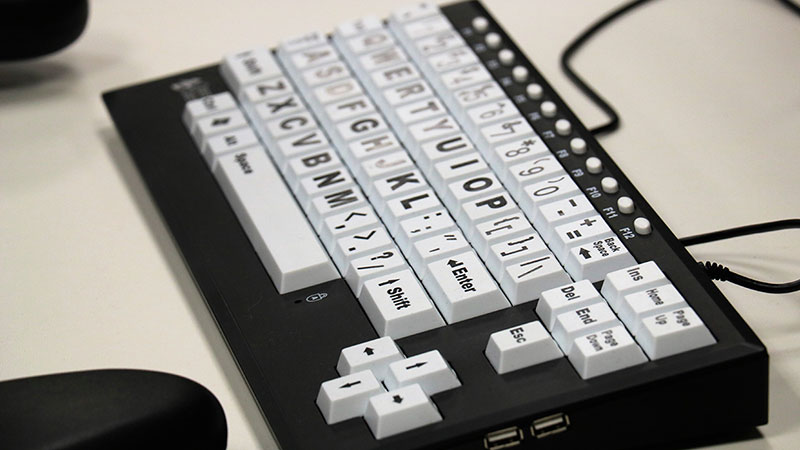 a specialized computer keyboard with larger keys