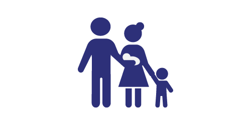 silhouette of man and woman with a baby and a toddler