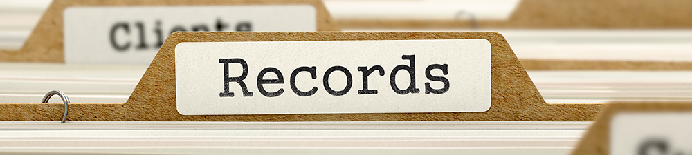 File folder labeled records.