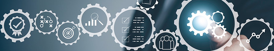 Futuristic touch screen icons that signify improvements