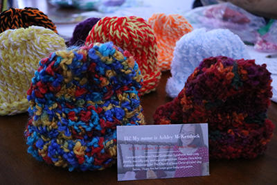 A recent sample of Ashley’s preemie cap donations.