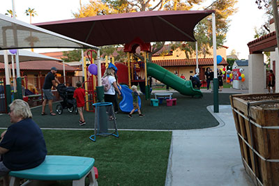 a celebration at a preschool playground