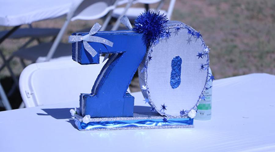 70th anniversary table centerpiece