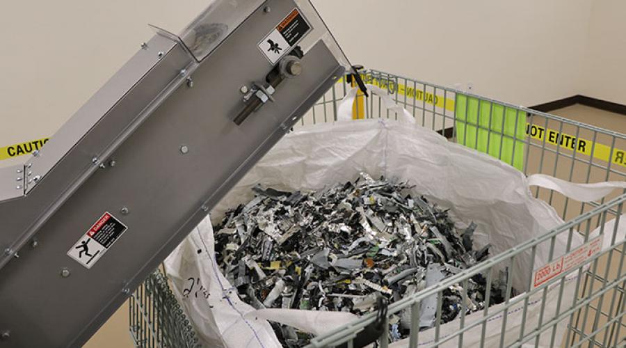 shredded material from industrial shredder