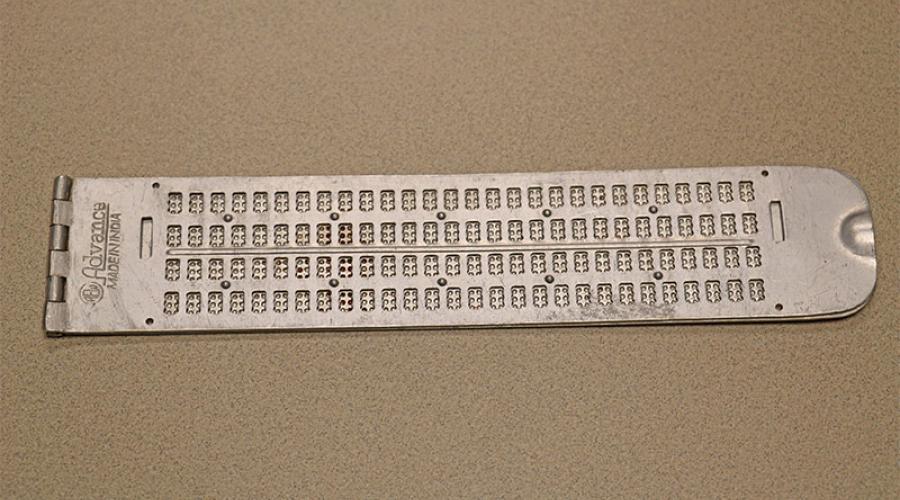Tool used to learn Braille
